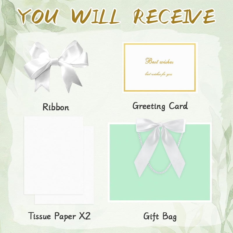 JMANNI Gift Bags, Large Gift Bags, 1Pcs Paper Gift Bag with 2 Tissue Paper and 1 Greeting Cards, Present Bags with Handles for Women Girls Bridesmaid Birthday Valentines Wedding Party (Green) - Image 4